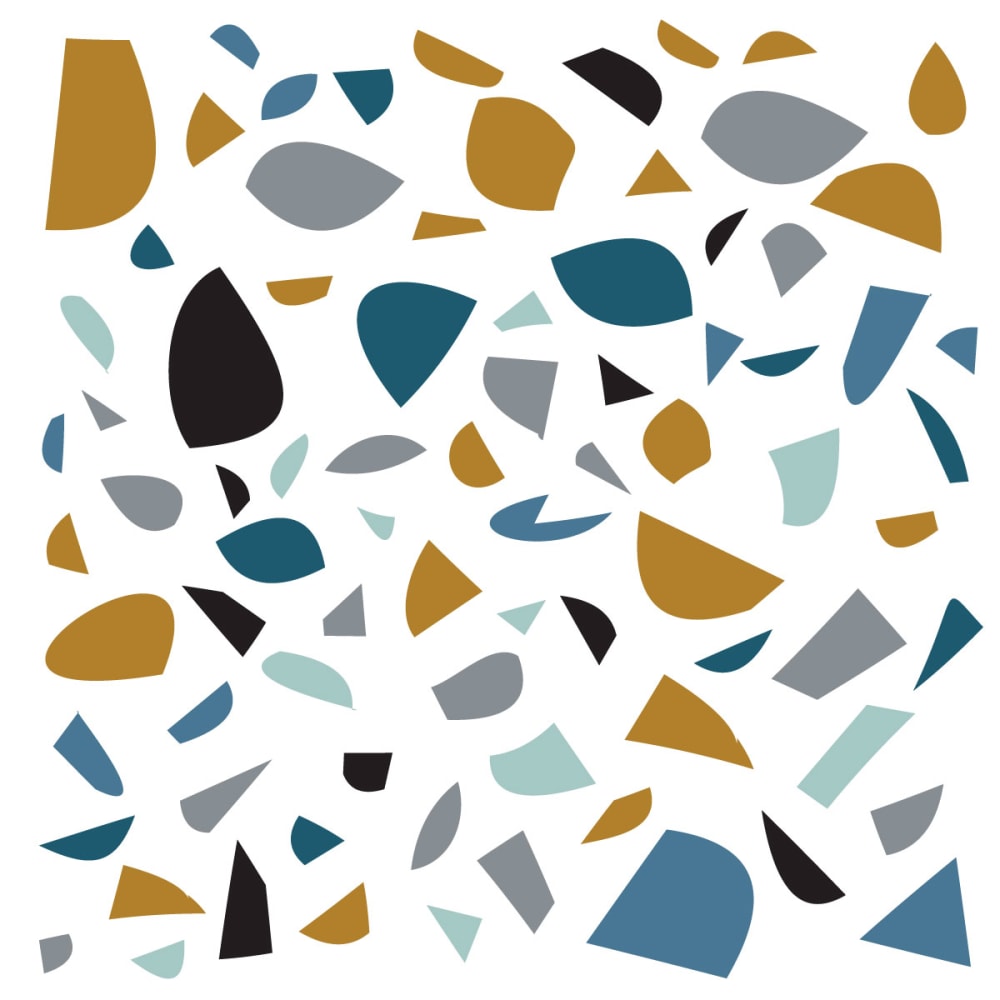 Decochic Selbstklebende Vinylaufkleber mit Terrazzo-Muster, blau und senffarben MEHRFARBIG PVA - POLYVINYLACETAT Kinder