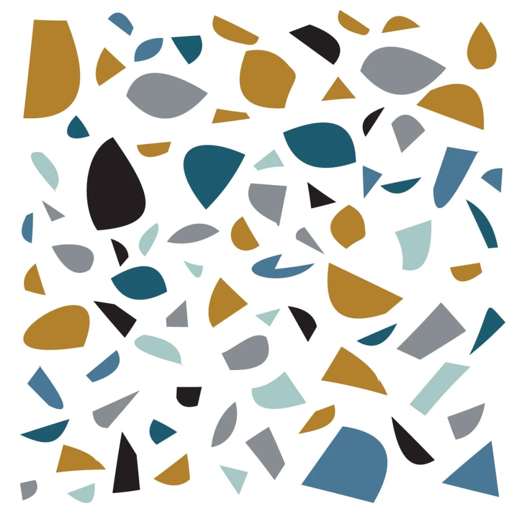 Vinilos decorativos adhesivos piedras para pared azul y mostaza
