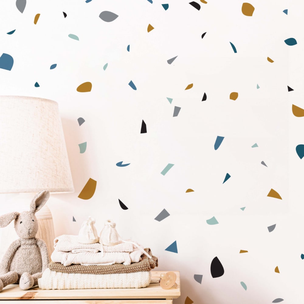 Stickers muraux en vinyle terrazzo bleu et moutarde - Maisons du Monde