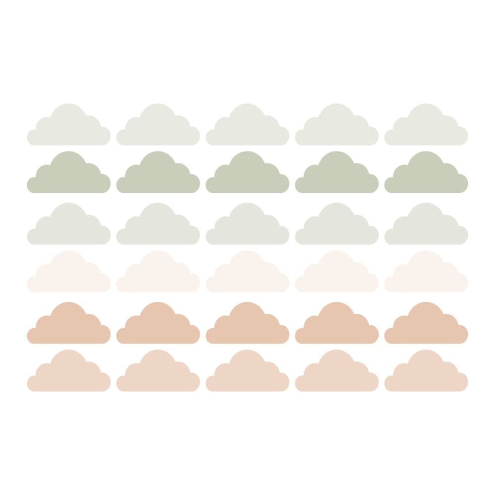 Decochic Stickers muraux en vinyle nuages vert et beige Vert Pva - Polyacétate De Vinyle - 21x30x0cm