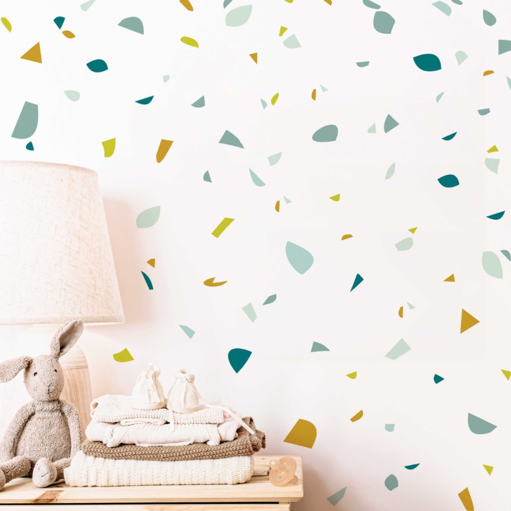 Stickers muraux en vinyle terrazzo vert et moutarde - Maisons du Monde