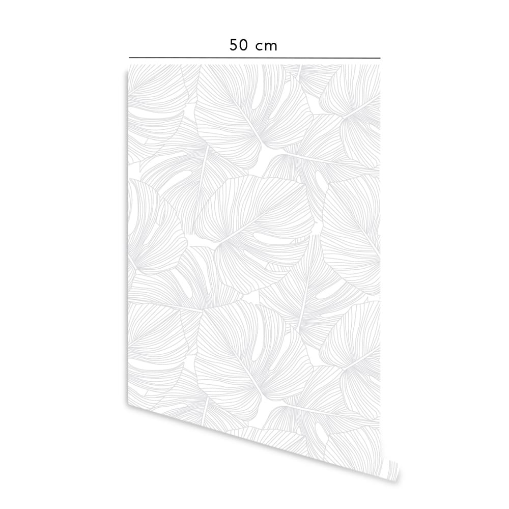 Papier peint vinyle adhésif palmiers gris cendré 50x300 cm — vue 3