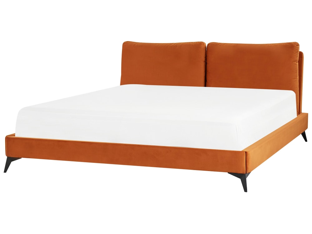 Lit double en tissu orange 180x200