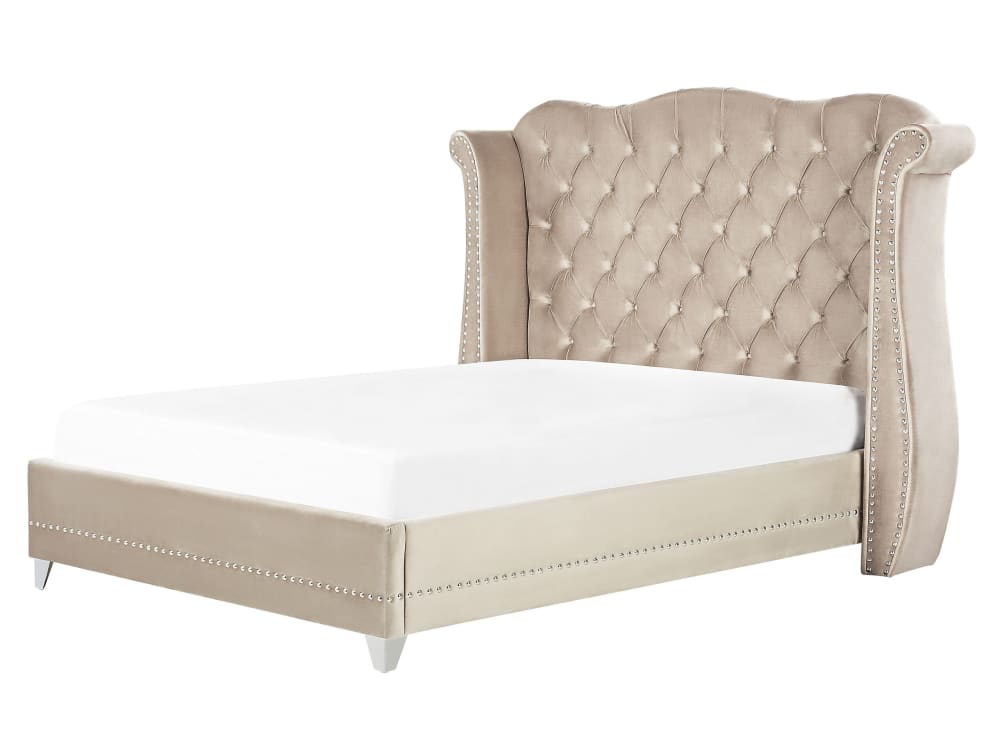 Doppelbett Aus Stoff 160X200, Beige