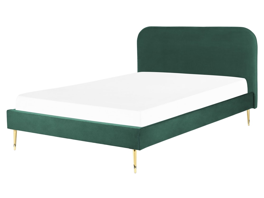 Lit double en tissu vert 160x200