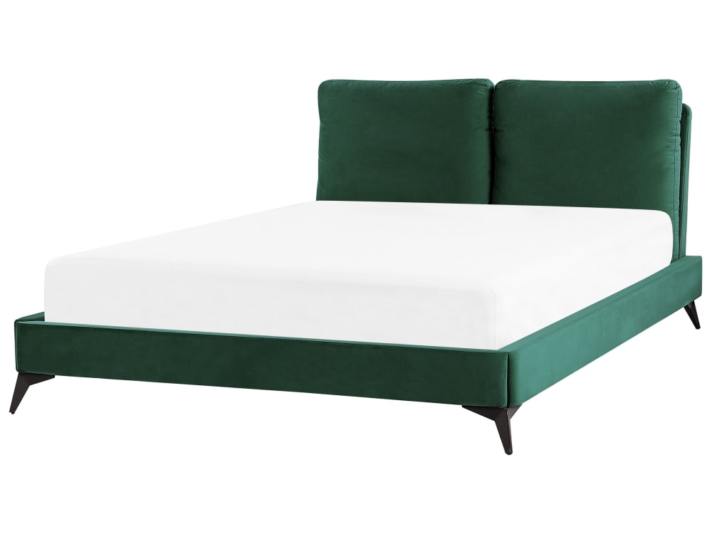 Lit double en tissu vert 140x200