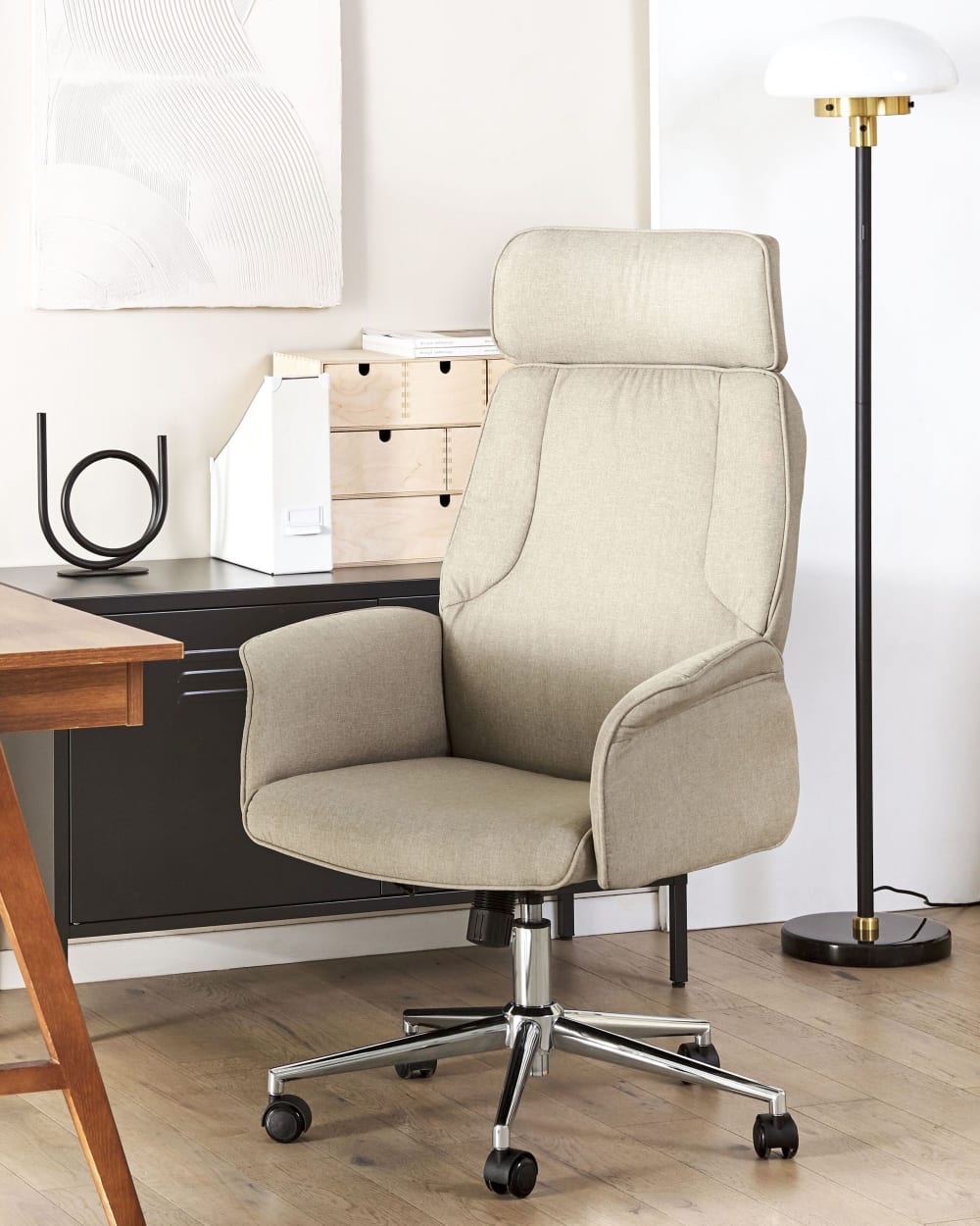 Bürostuhl aus Stoff 117-126 cm, beige - Maisons Du Monde