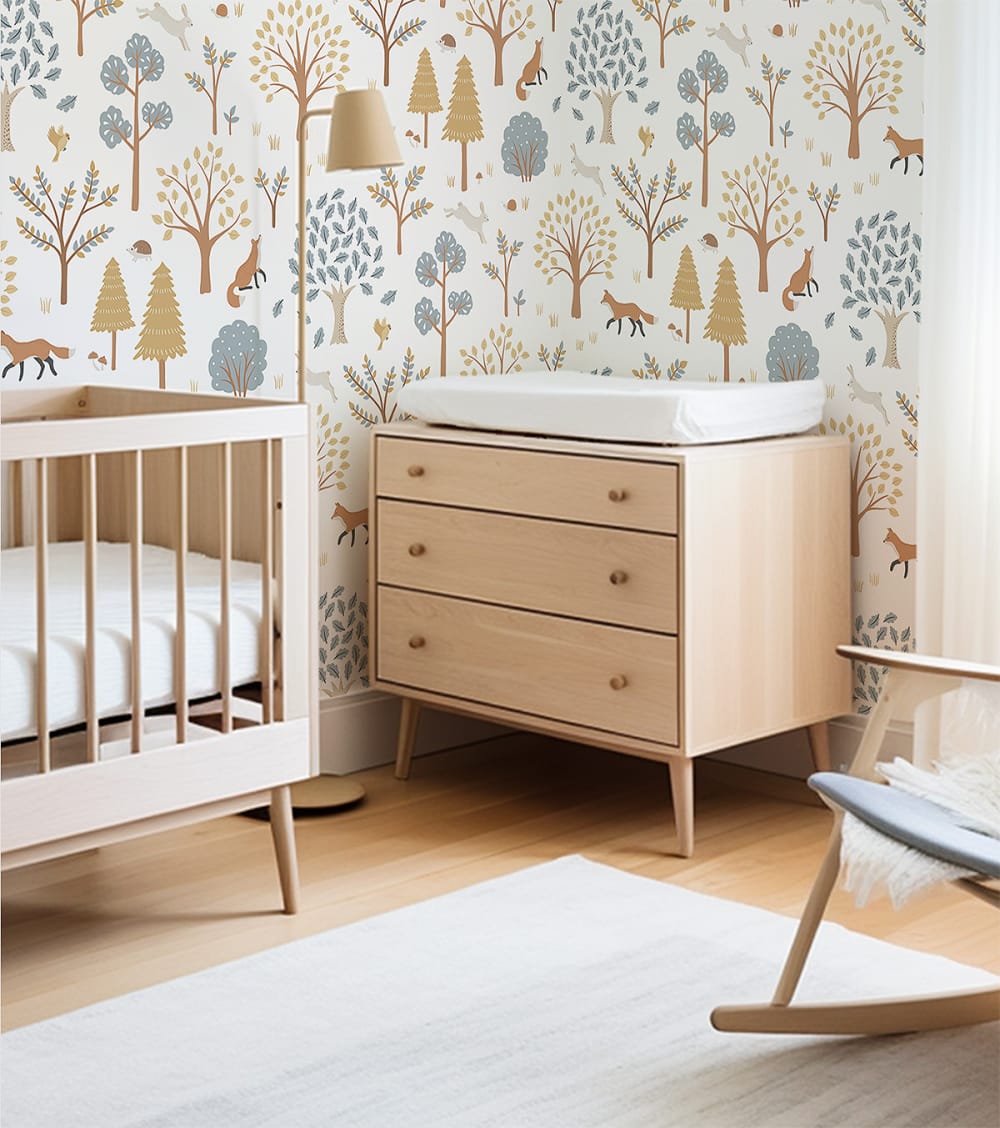 Papier peint enfant motif forêt 50 cm x 10 m (Lilipinso) - Image 2