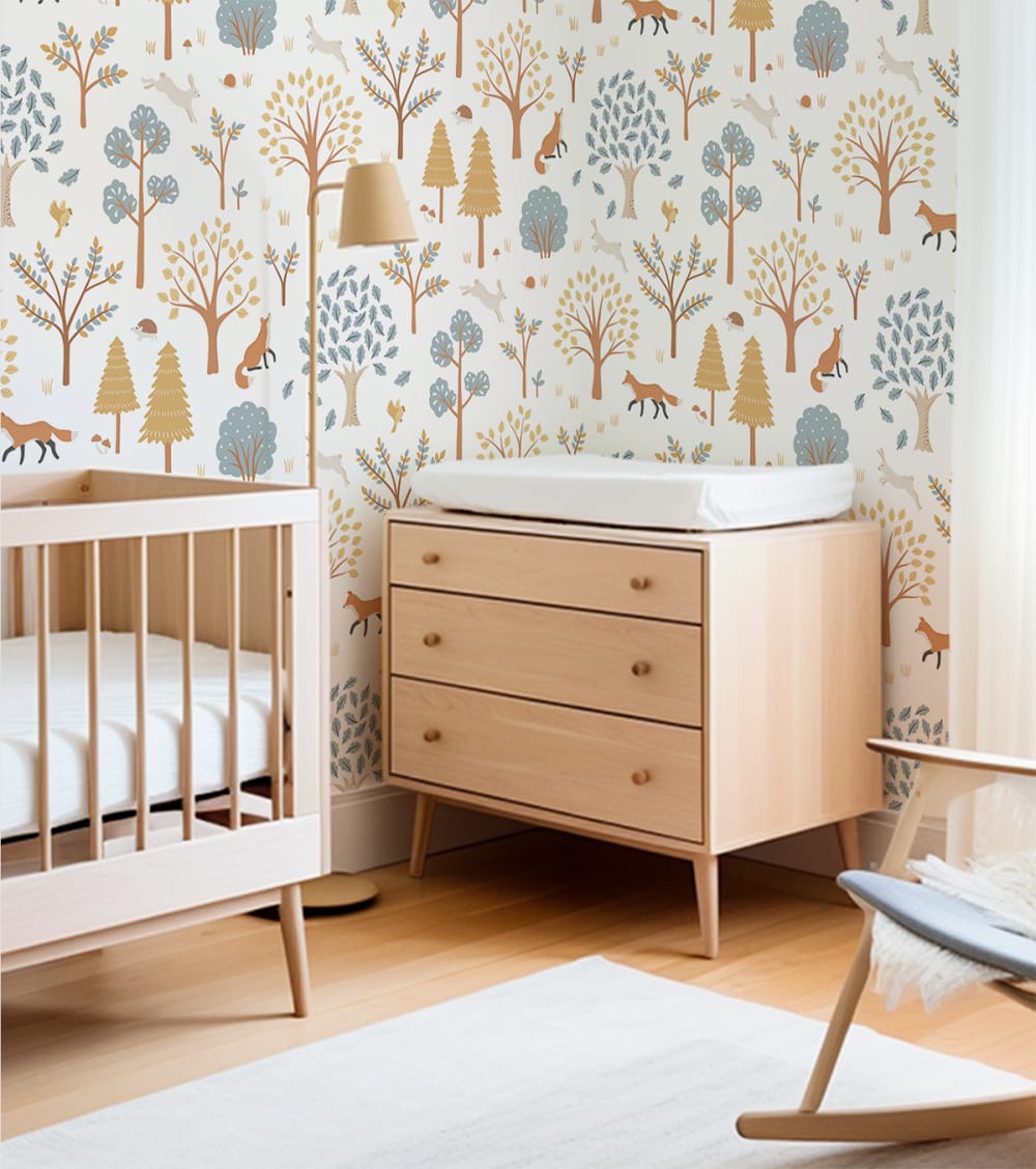 Papier peint enfant motif forêt 50 cm x 10 m (Lilipinso) - Image 3
