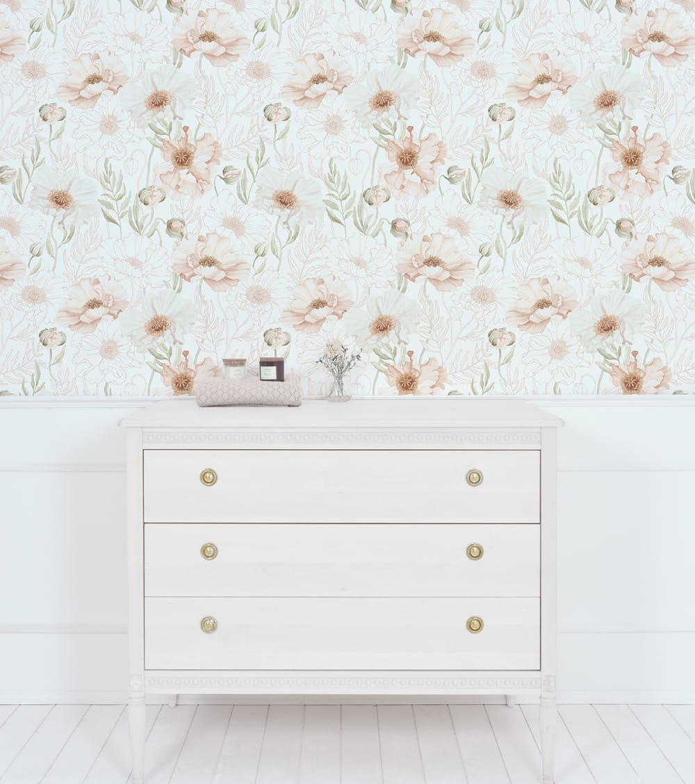 Lilipinso - papier peint coquelicots rose 50 cm x 10 m