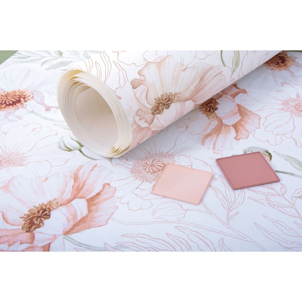 papier peint coquelicots rose 50 cm x 10 m (Lilipinso) - Image 1