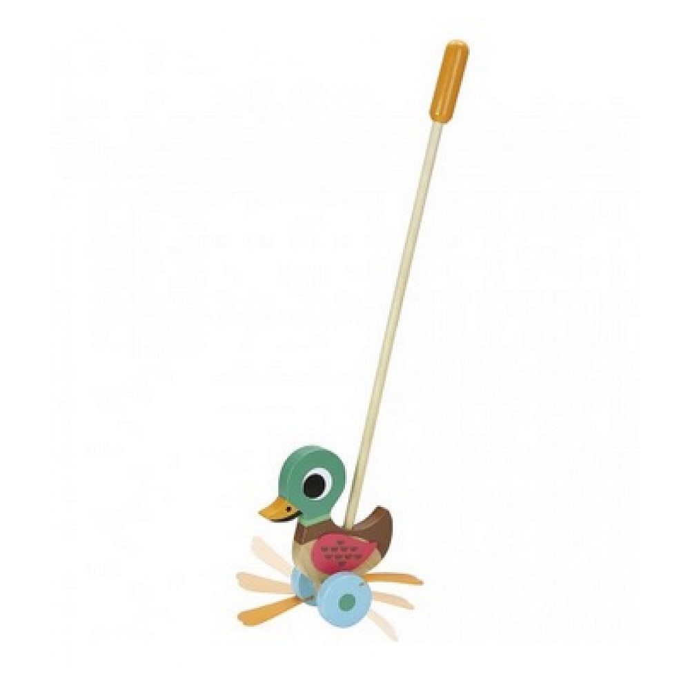 Vilac Canard à pousser style contemporain Beige Bois - 62x8x16cm