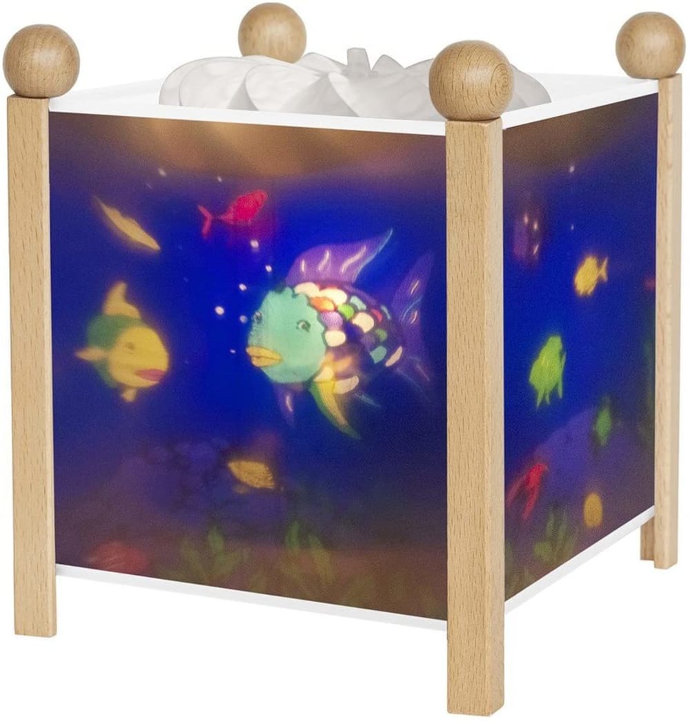 Trousselier Lanterne magique poisson arc-en-ciel naturel Bleu Bois - 16x16x16cm