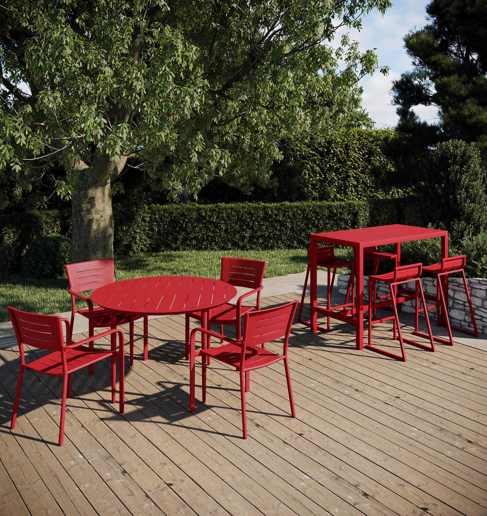 Table de bar 4 personnes  140x70CM en aluminium piment - Maisons du Monde
