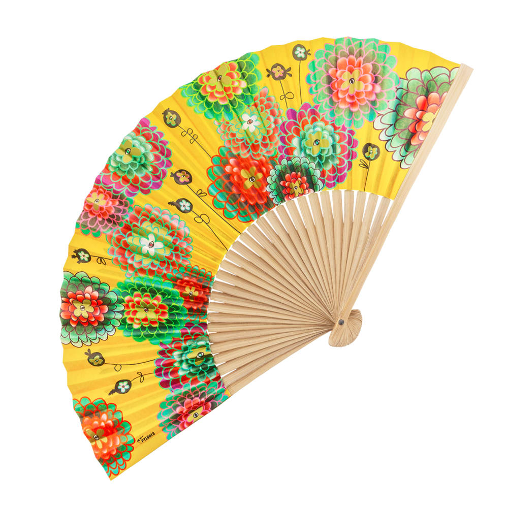 Eventail en papier et bambou jaune bambou 23 x 2,8 x 1,2 cm Eventail en papier et bambou jaune bambou 23 x 2,8 x 1,2 cm