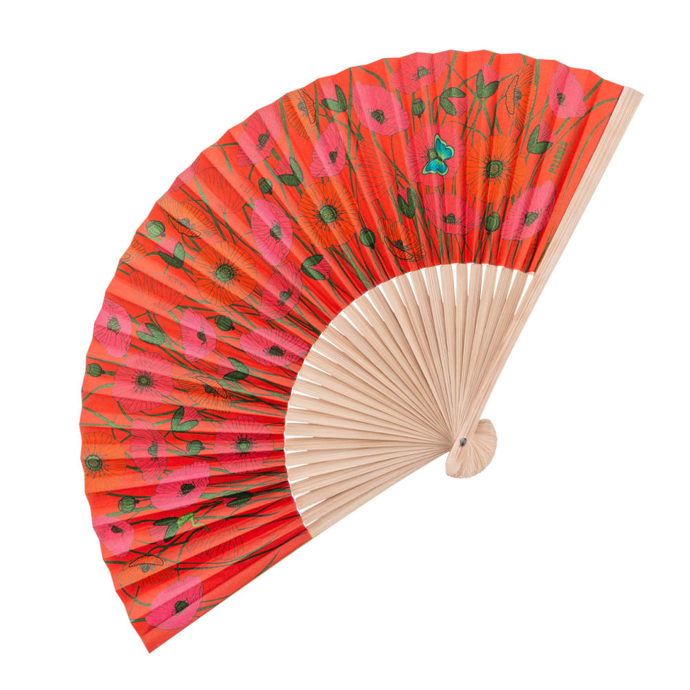 Eventail rouge bambou 23 x 2 x 1 cm