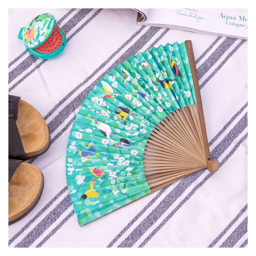 Eventail en papier et bambou bleu clair bambou 23 x 2,8 x 1,2 cm - Maisons du Monde