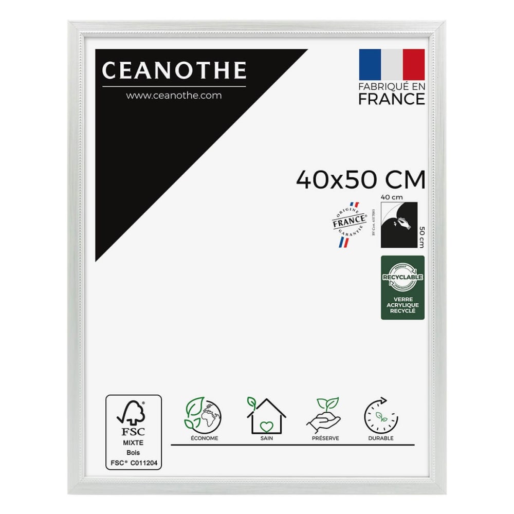 Cadre photo gris clair 40x50 cm bois massif fsc