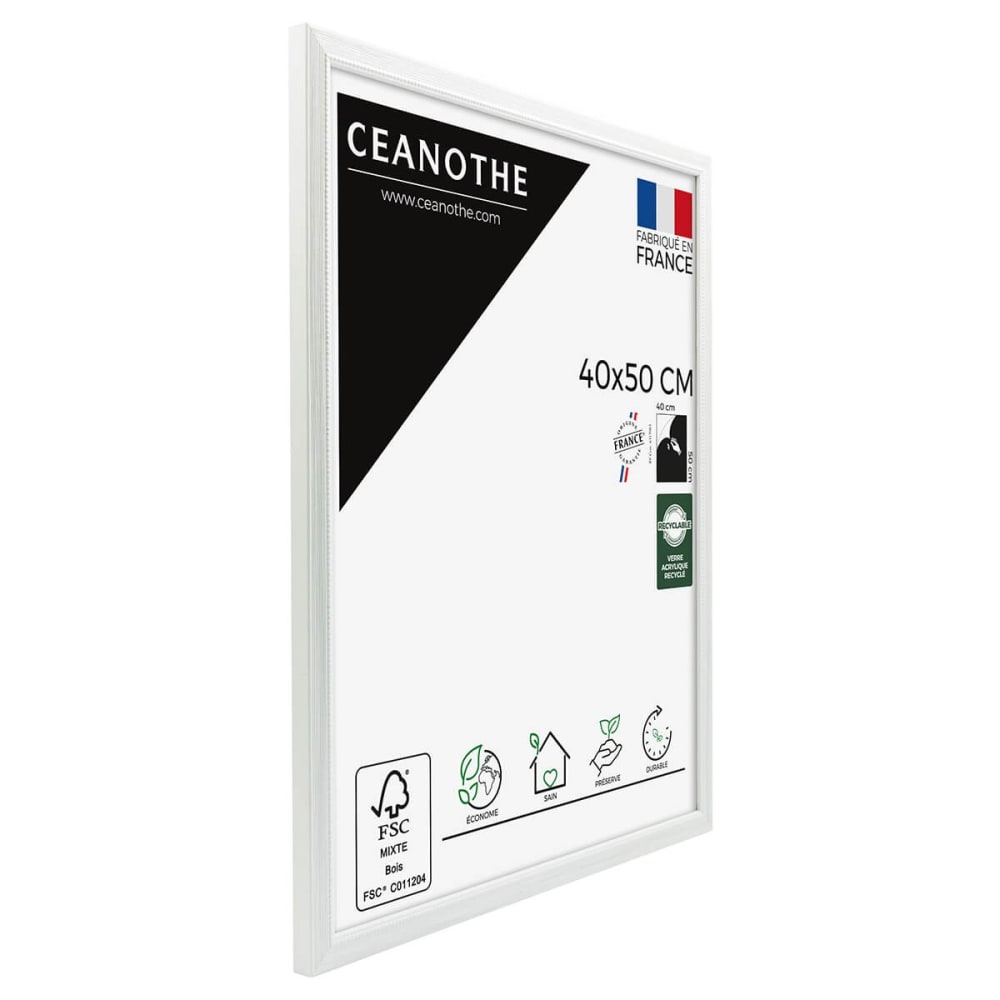 Cadre photo gris clair 40x50 cm bois massif fsc — vue 4