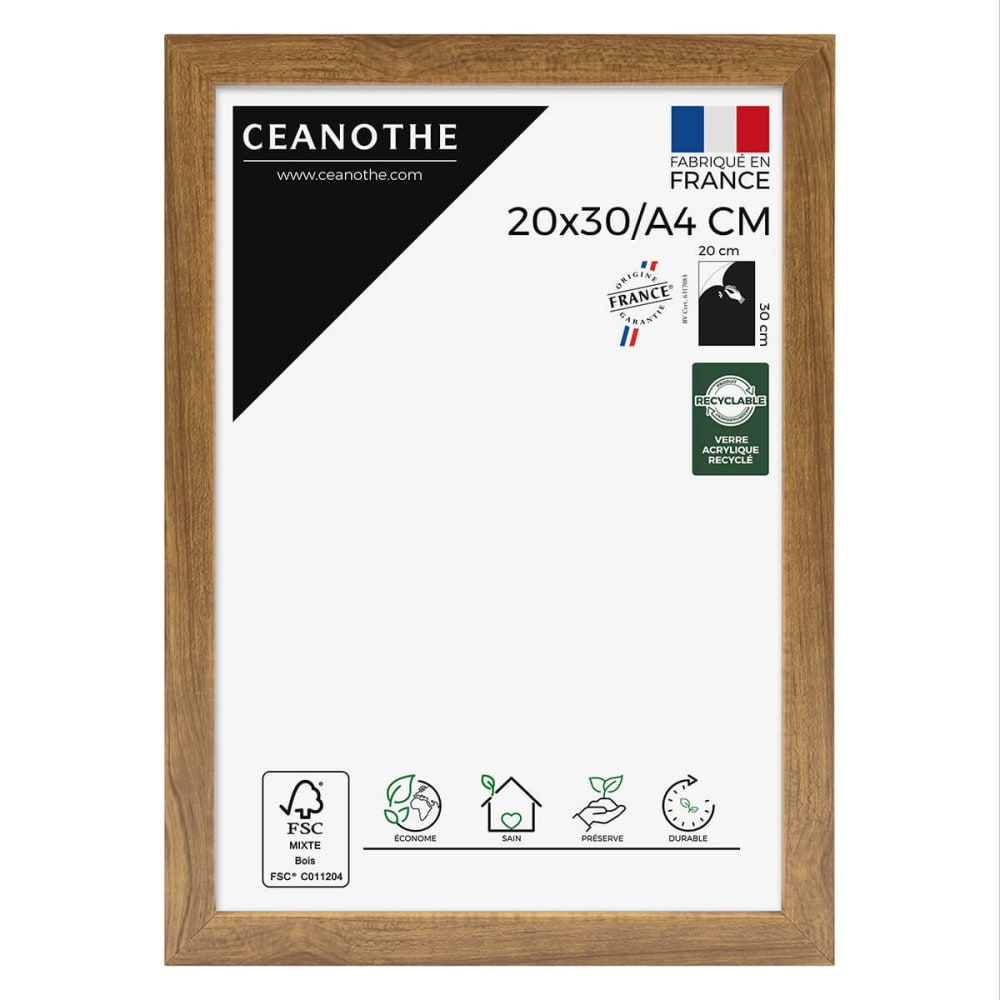 Cadre photo noyer 20x30/A4 cm résine recyclée