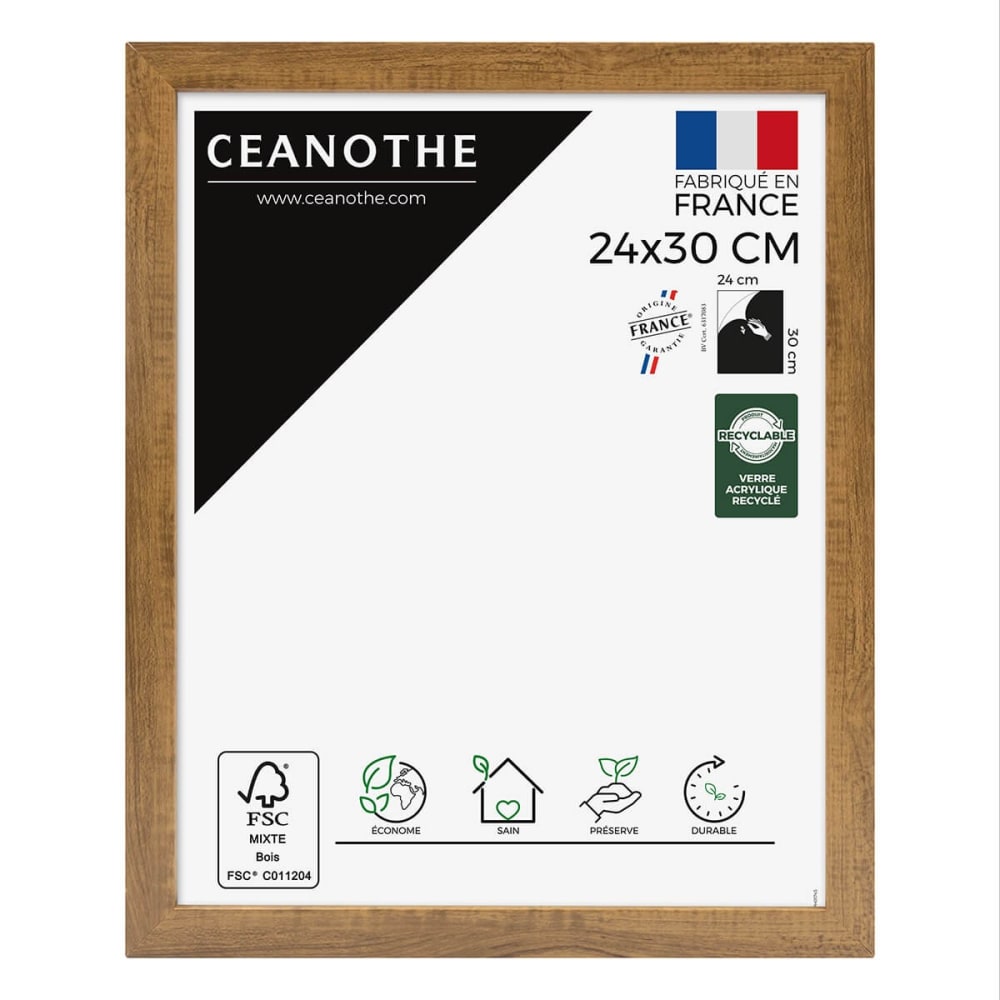 Cadre photo noyer 24x30 cm résine recyclée