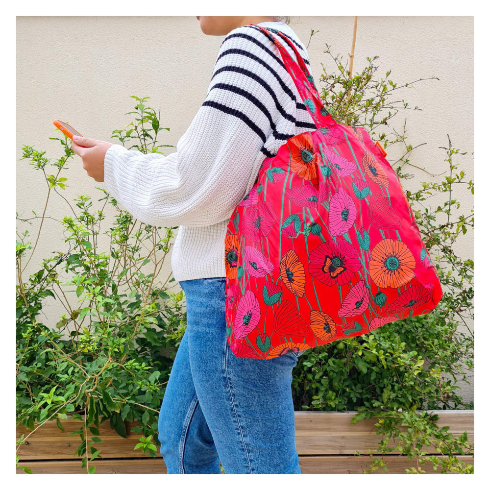 Sac de courses rouge polyester 44 x 33 x 9 cm - Maisons du Monde