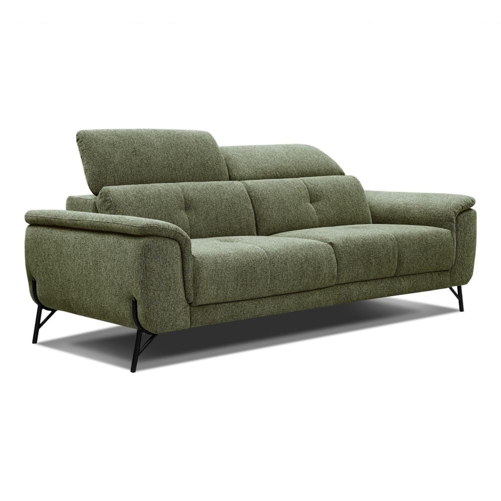 Canapé droit 3 places xxl tissu vert