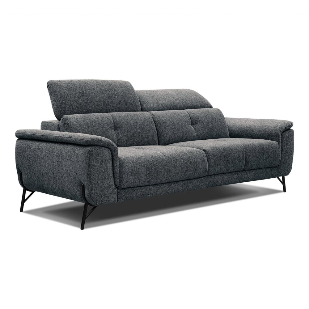 Canapé droit 3 places XXL tissu gris foncé