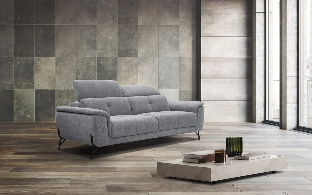 Canapé droit 3 places xxl tissu gris - Maisons du Monde