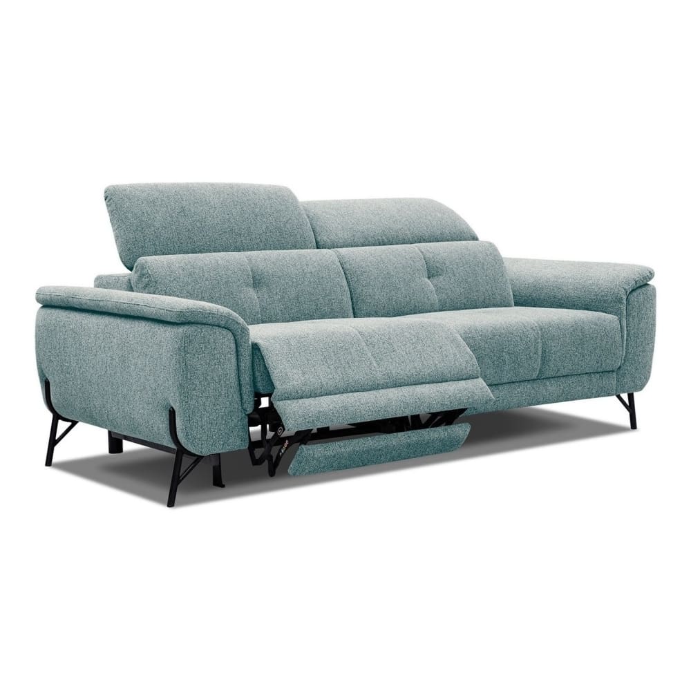 WOZIMO Sofa 3-Sitzer mit 1 Relaxfunktion und verstellbare Kopfstützen, blau Blau