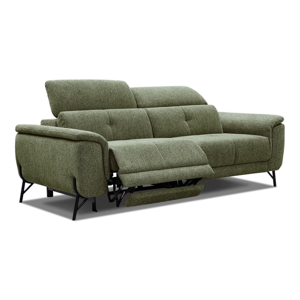 WOZIMO Sofa 3-Sitzer mit 1 Relaxfunktion und verstellbare Kopfstützen, grün Grün