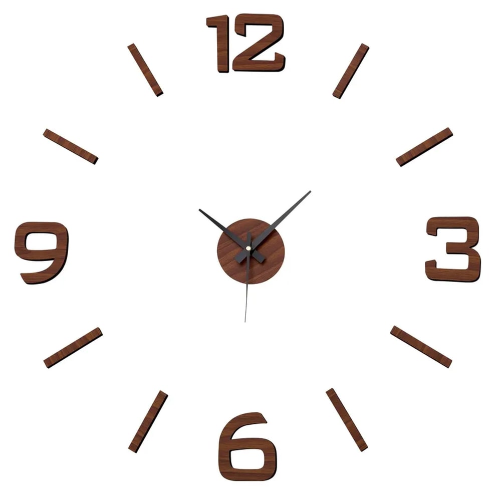 Wadiga Horloge murale design effet bois taille personnalisable à coller Marron Pvc - Poly Chlorure De Vinyle