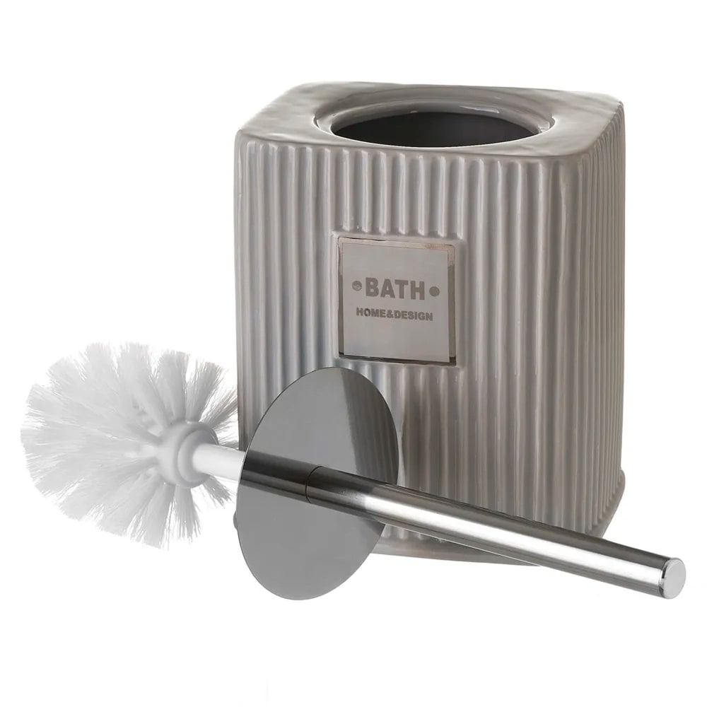 WADIGA Brosse WC en céramique et métal, blanc et cuivre.Dimensions: Hauteur 32.5cm x longueur 15cm x largeur 12cmCouleur: Gris Matière: Céramique et