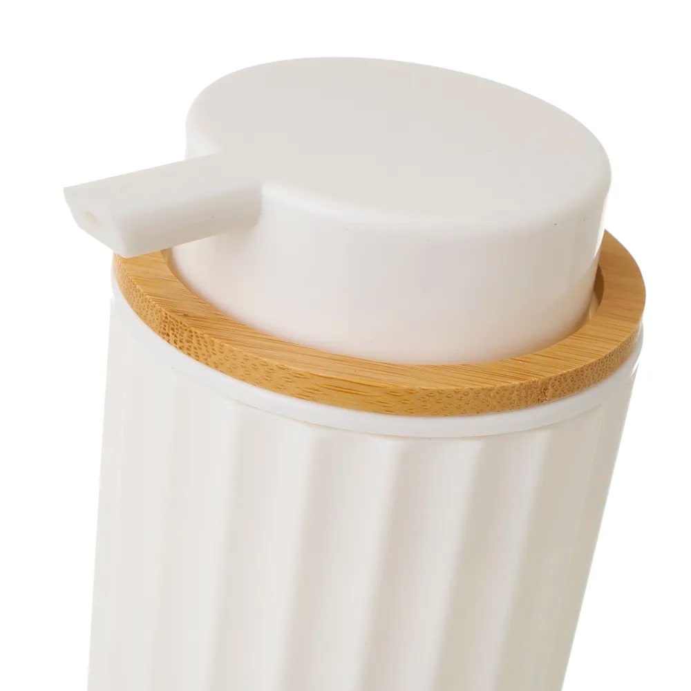 Distributeur de savon plastique blanc et bambou - Maisons du Monde