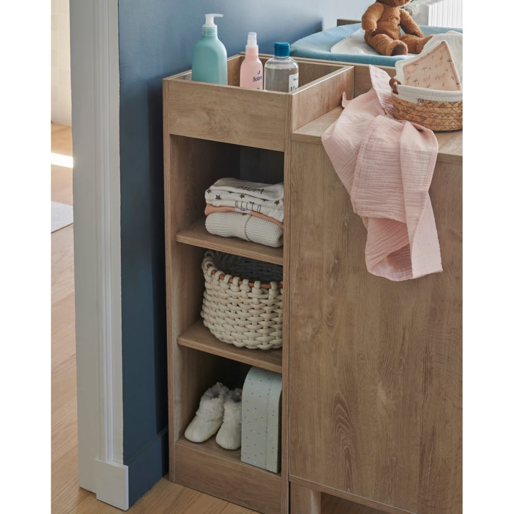 Petite bibliothèque effet bois chêne blond pour rangement