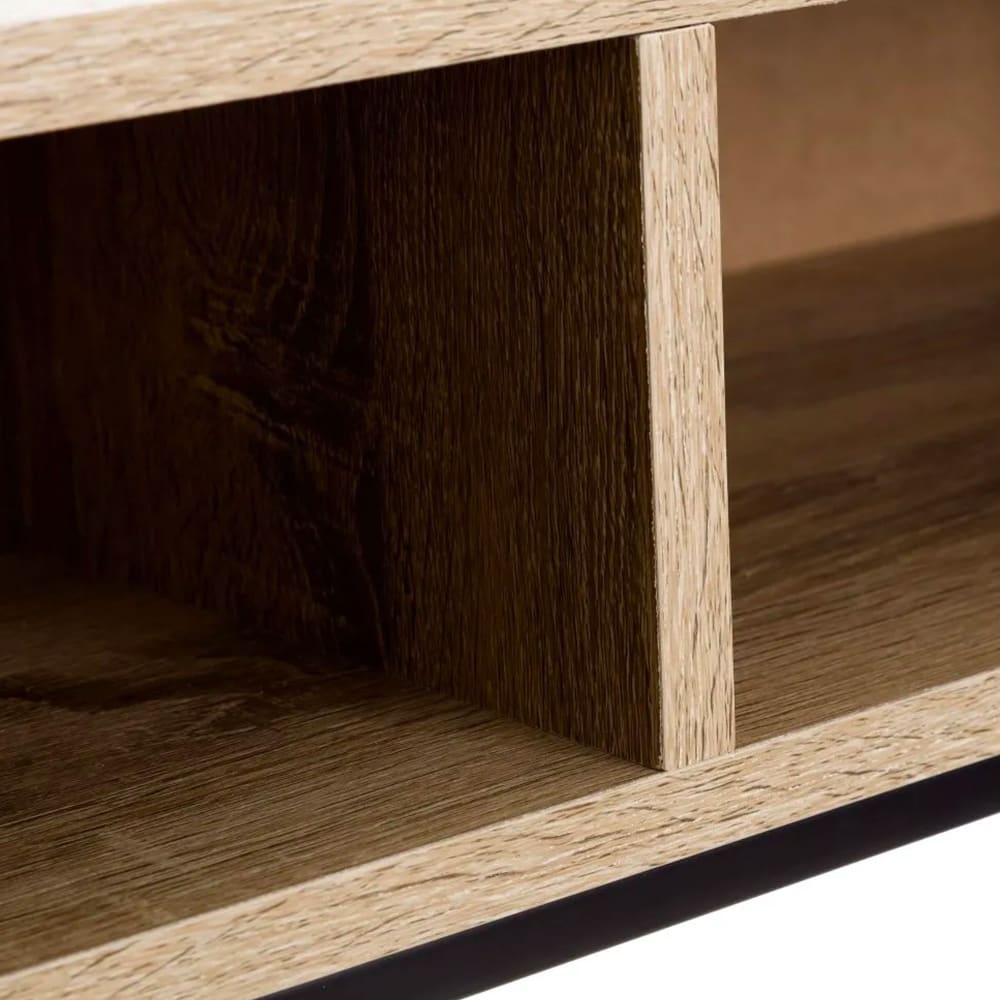 Console d'entrée en bois et métal noir à 2 casiers 80x30x75cm