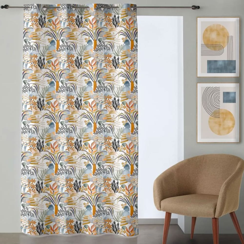 Wadiga Rideau à oeillets fleuri à l'unité 140x260cm Multicolore Coton
