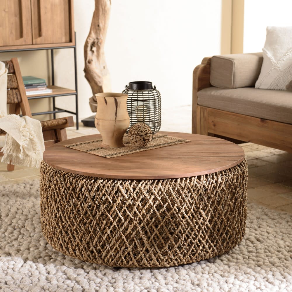 Table basse ronde en tissage de fibre de cocotier d83 - Maisons du Monde