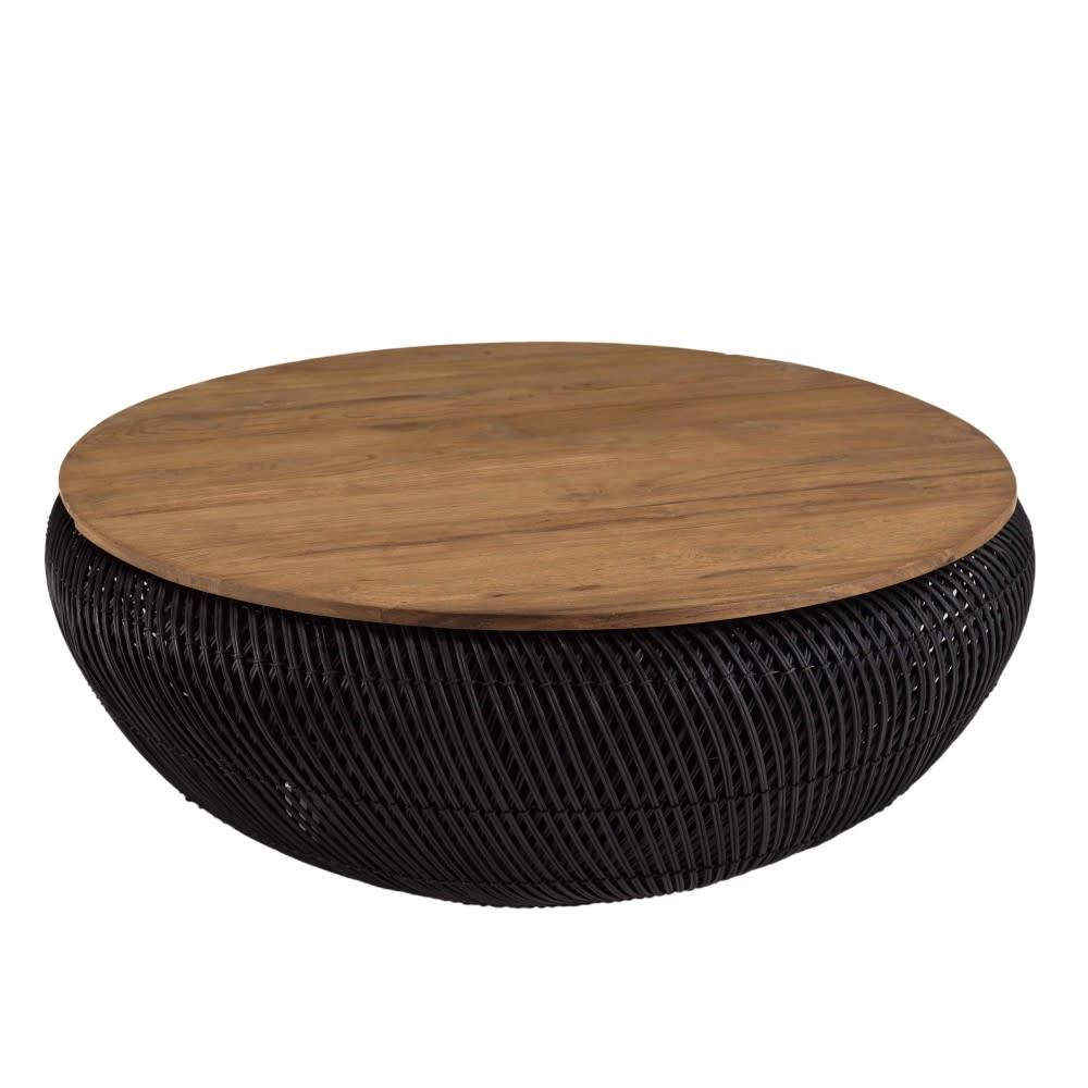 Runder Couchtisch mit abnehmbarer Tischplatte aus Rattan D100 -