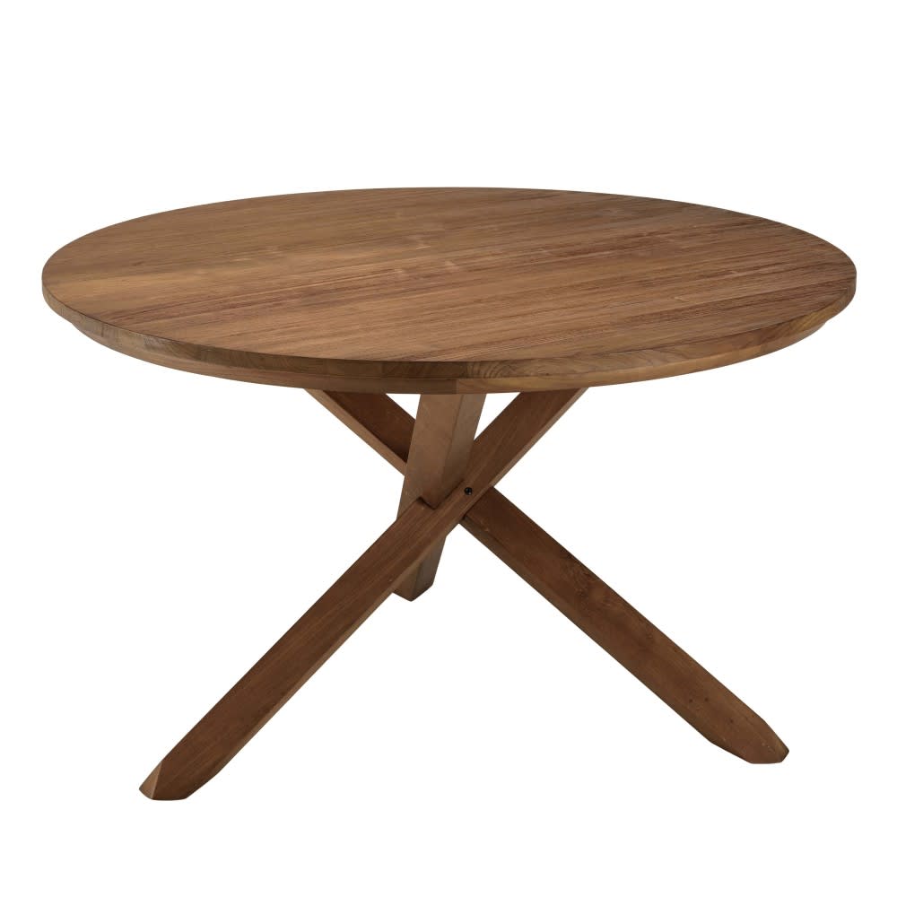 Mesa de comedor redonda de madera de teca reciclada d130