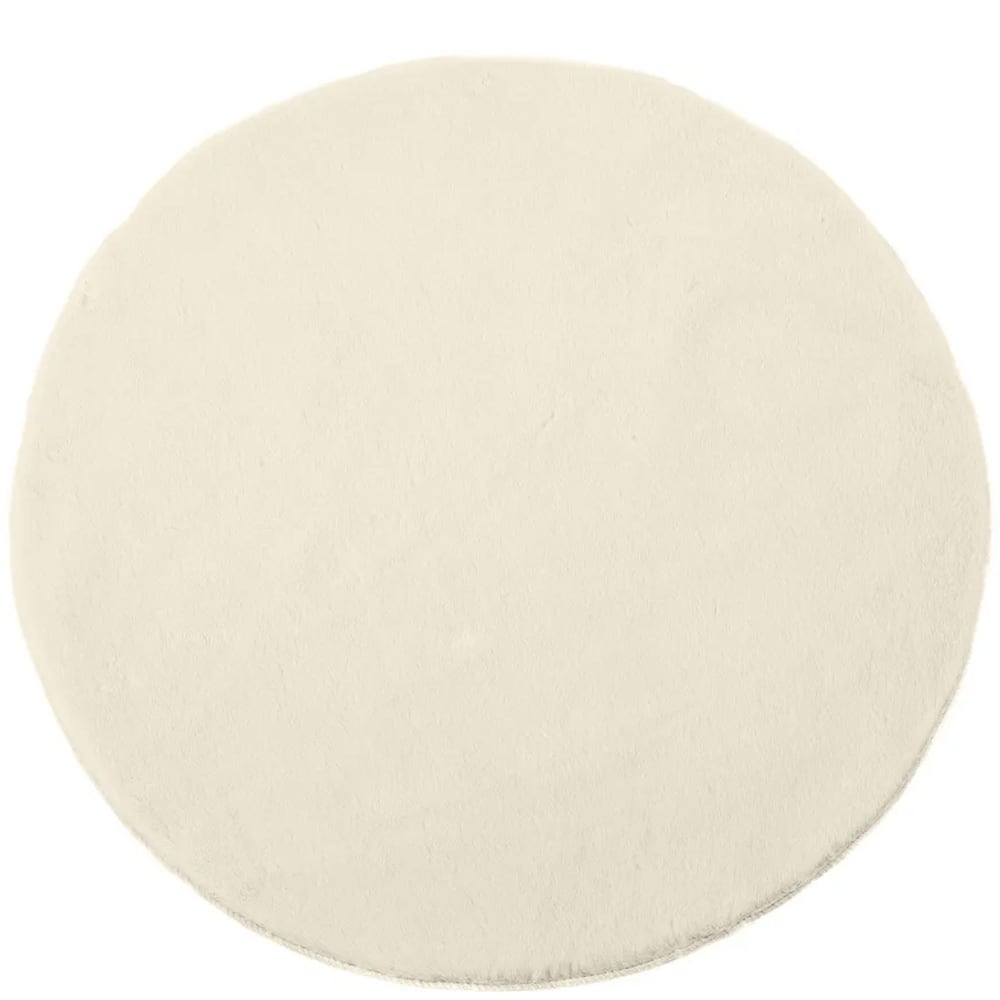 Tapis rond doux blanc cassé diamètre 80cm