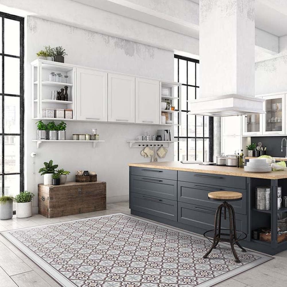 Alfombra vinílica baldosas grises 295x195cm - Maisons du Monde