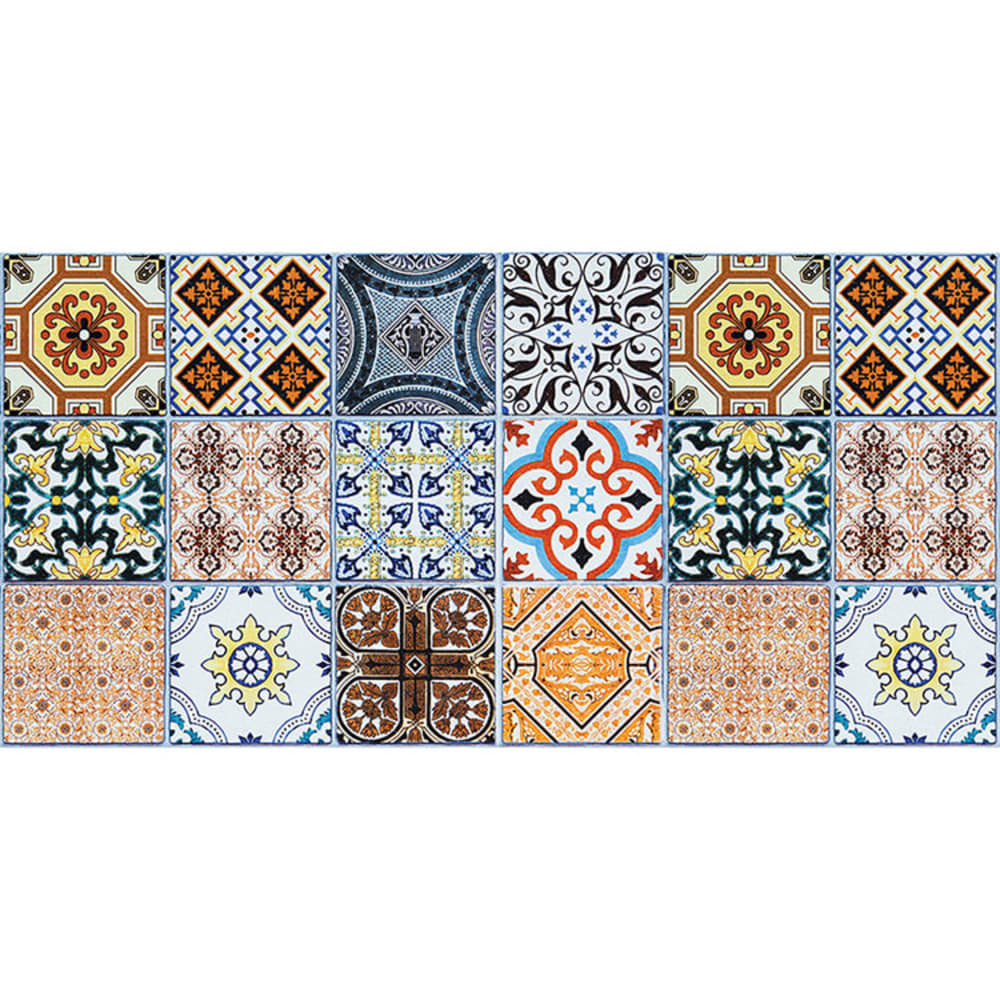 Pinted Vinylteppich mit grafischen Motiven, mehrfarbig 97x48cm - Pvc - Polyvinlychlorid