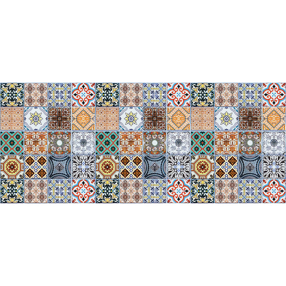 Pinted Vinylteppich mit grafischen Motiven, mehrfarbig 175x74cm - Pvc - Polyvinlychlorid