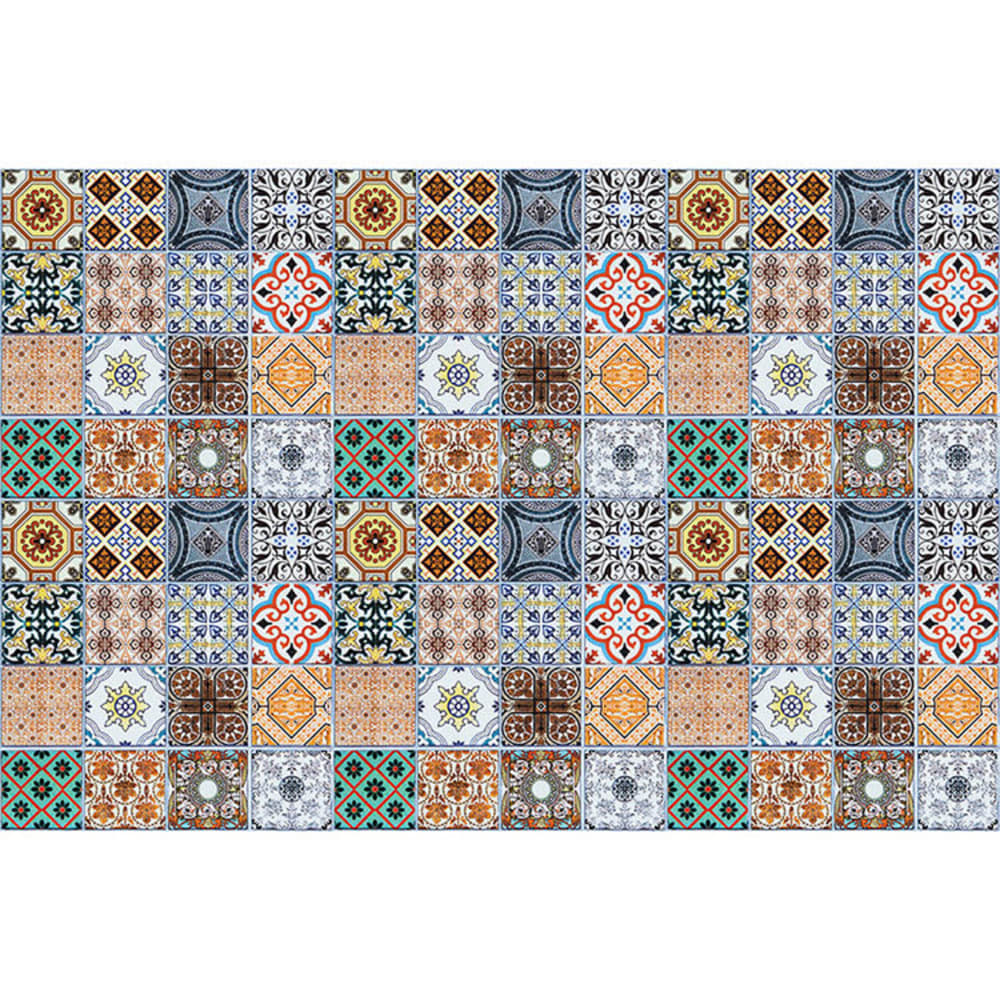 Alfombra vinílica baldosas colores 196x130cm