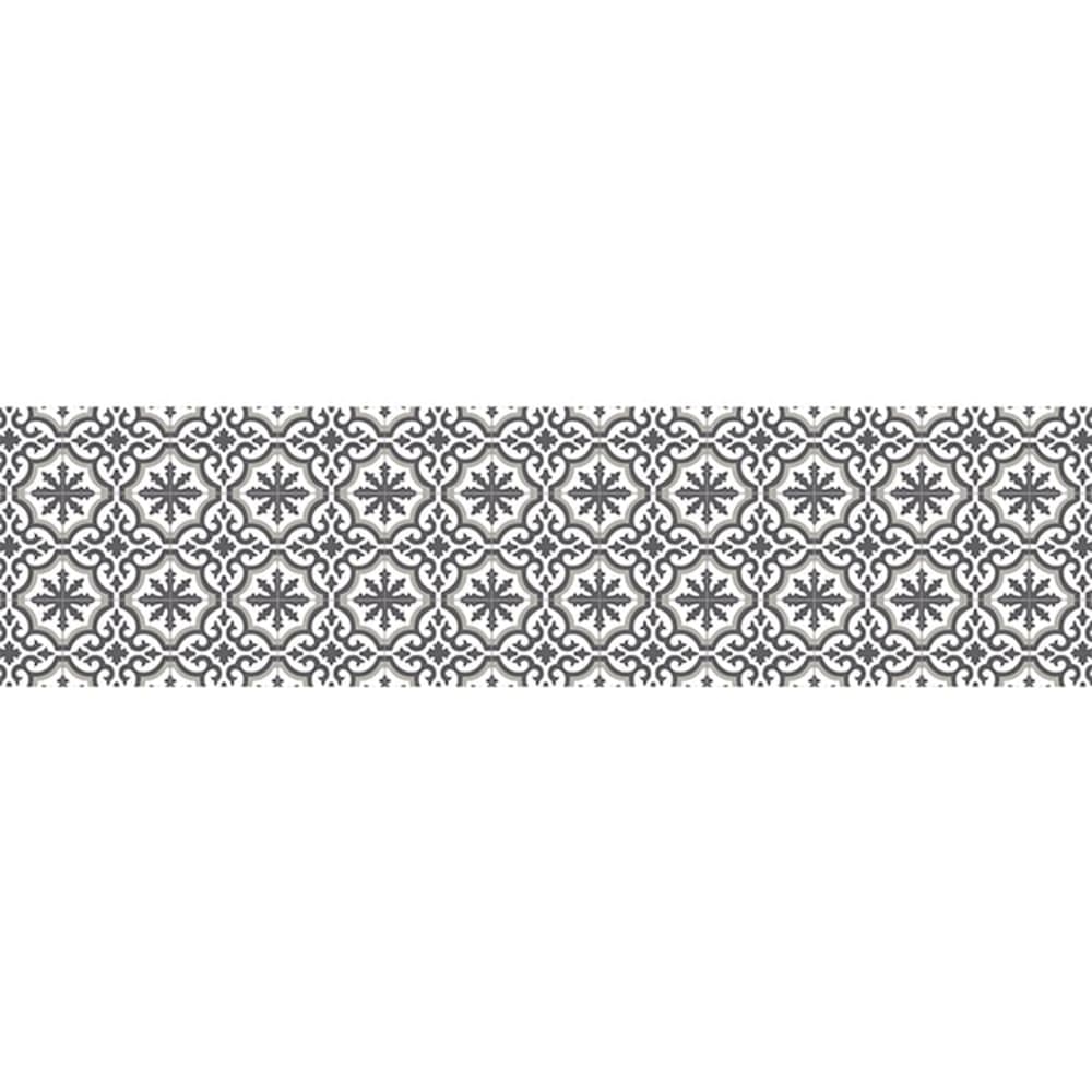 Alfombra vinílica baldosas grises 250x64cm