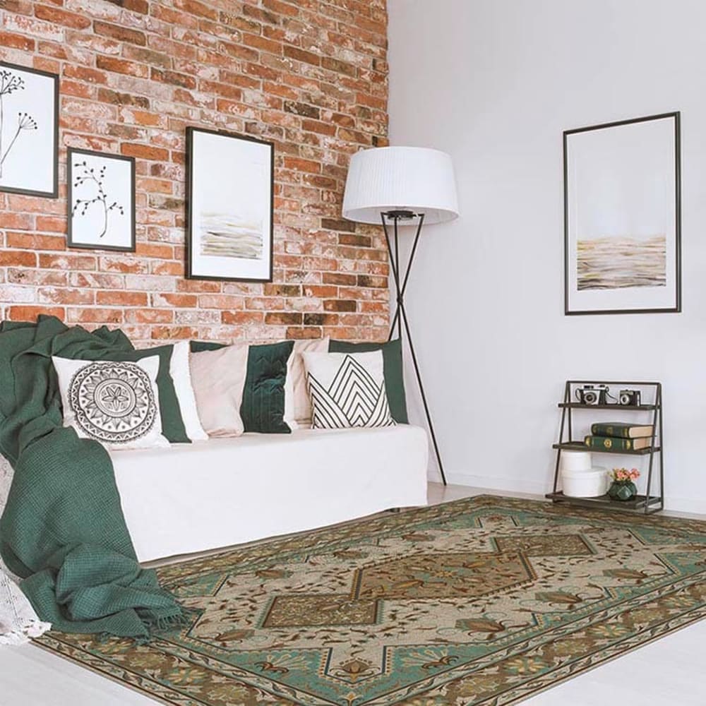 Alfombra vinílica imitación Persa marrón 143x97cm - Maisons du Monde
