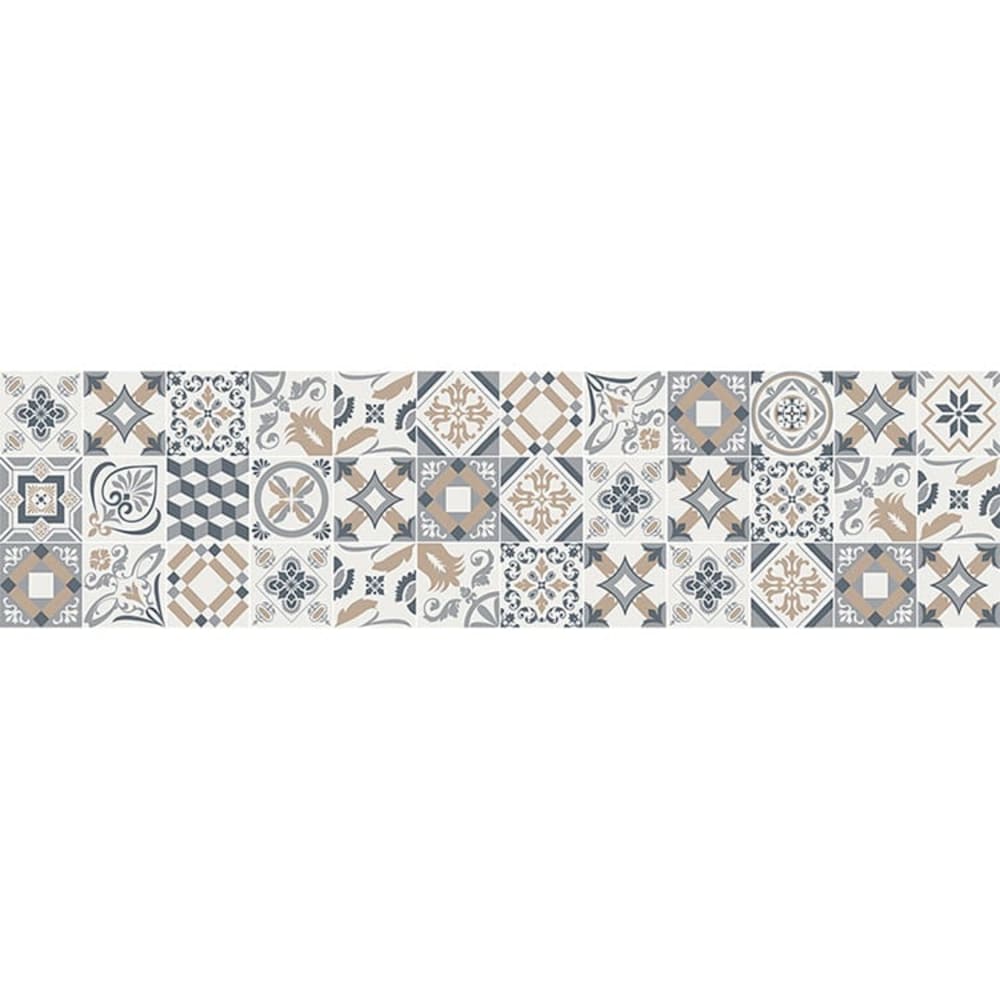 Alfombra vinílica baldosas marrones 250x64cm
