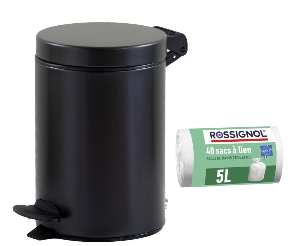 Poubelle de salle de bain à pédale 3l et 40 sacs poubelle 5l — Beyit