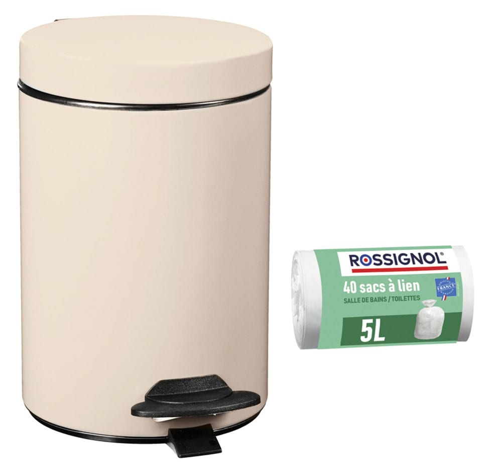 Poubelle de salle de bain à pédale 3l et 40 sacs poubelle 5l — Beyit